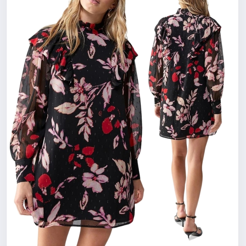 NWT Sanctuary Twice As Nice Floral Long Sleeve Dress Size Small Bx-3145